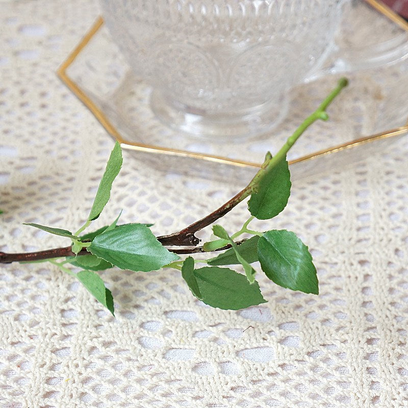 Single Stem 4-Prong Artificial Elm Leaf Branch | Realistic Fake Flowers for Home Décor, Wedding Décor, Photography, and Floral Arrangements