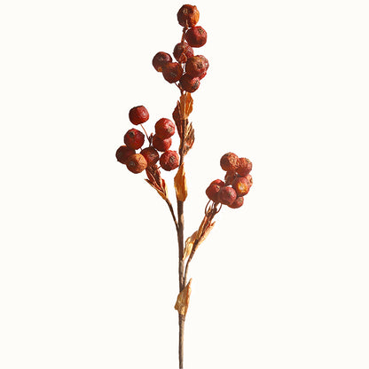 Vibrant Autumn Hawthorn Branch Decorative Artificial Fruit Arrangement - Perfect for Floral Design, Home Decor, and Seasonal Celebrations