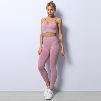 Quick Dry Yoga Set for Women Adjustable Strappy Yoga Sports Bra and High Waisted Leggings for Fit and Peachy Butt Lift