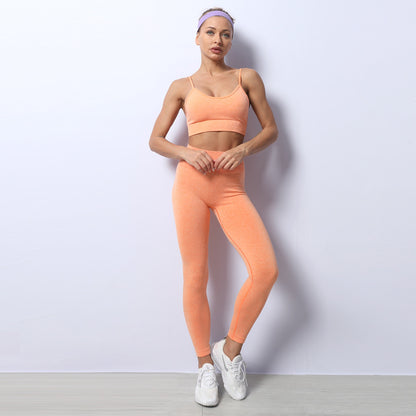 Quick Dry Yoga Set for Women Adjustable Strappy Yoga Sports Bra and High Waisted Leggings for Fit and Peachy Butt Lift