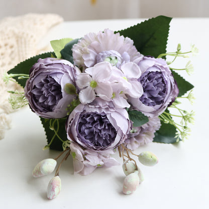 Stunning 5-Head Nordic-Inspired Artificial Flower Arrangement with Hydrangeas, Peonies, and Berries for Elegant Wedding and Home Décor