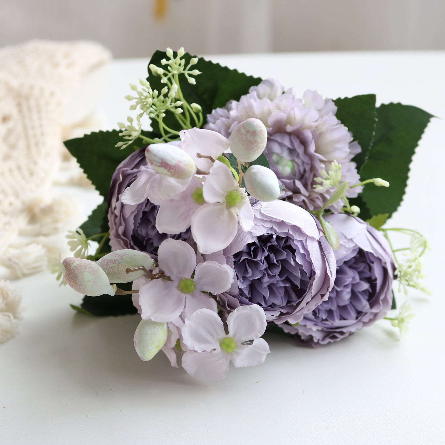 Stunning Faux Berry Hydrangea Peony Bouquet - Perfect for Home Decor, Weddings, and Bridal Photography Props