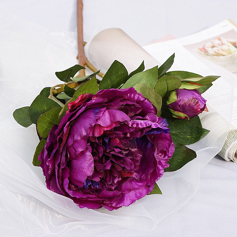 Realistic Silk Peony Flower with Long Stem – Ideal for Home Decor, Wedding Celebrations, and Photography Backdrops