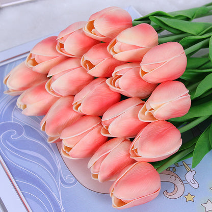 High-Quality Realistic PU Miniature Tulip - Single  Artificial Silk Flower for Elegant Wedding Decor and Living Room Accent Piece