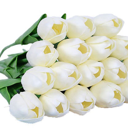 High-Quality Realistic PU Miniature Tulip - Single  Artificial Silk Flower for Elegant Wedding Decor and Living Room Accent Piece