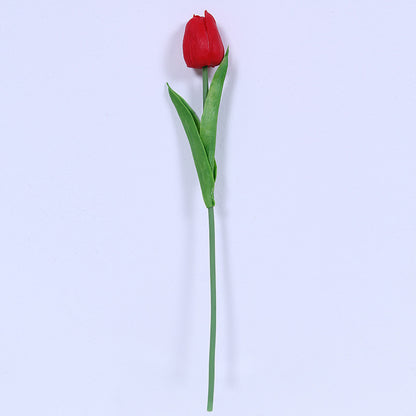 High-Quality Realistic PU Miniature Tulip - Single  Artificial Silk Flower for Elegant Wedding Decor and Living Room Accent Piece