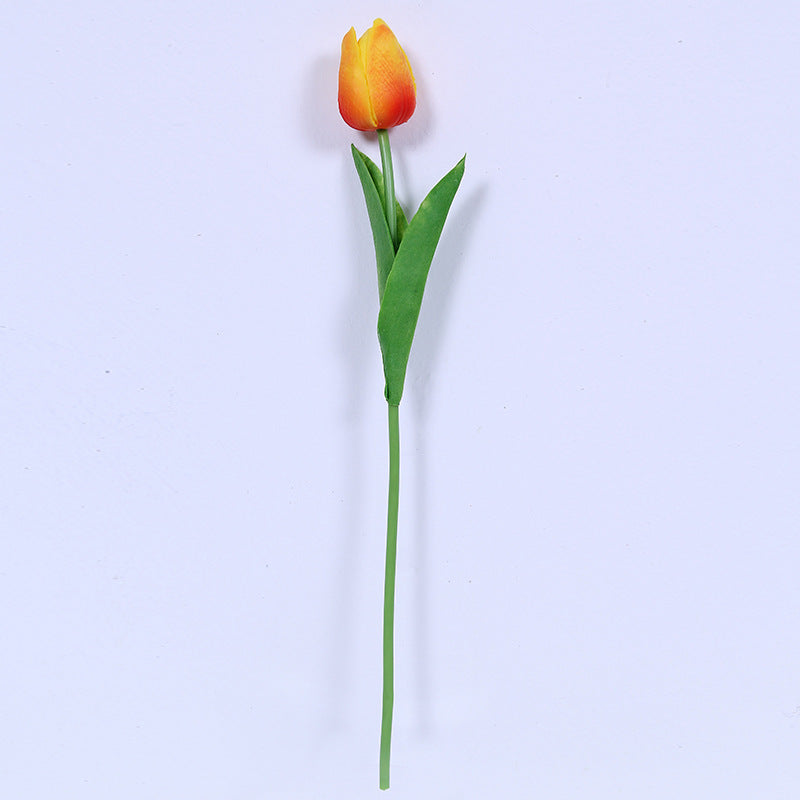 High-Quality Realistic PU Miniature Tulip - Single  Artificial Silk Flower for Elegant Wedding Decor and Living Room Accent Piece