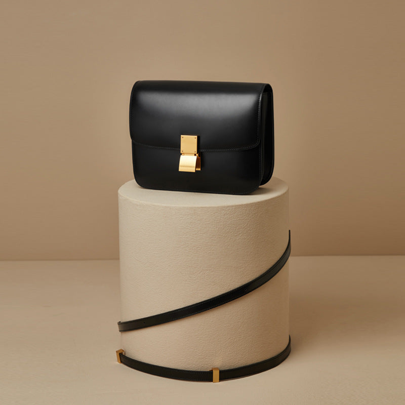 Genuine Leather Women s Shoulder Bag Versatile Crossbody Tofu Bag with Spacious Design for Everyday Use