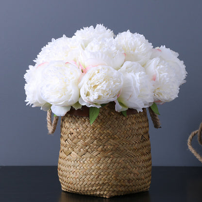 Realistic 5-Head Silk Peony Bridal Bouquet - Stunning Faux Flower Handheld Bouquet for Weddings and Celebrations