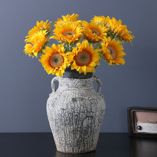 Realistic Single Stem Sunflower Home Décor - Beautiful Faux Silk Flower Arrangement for Indoor Spaces - Perfect for Autumn and Year-Round Decoration