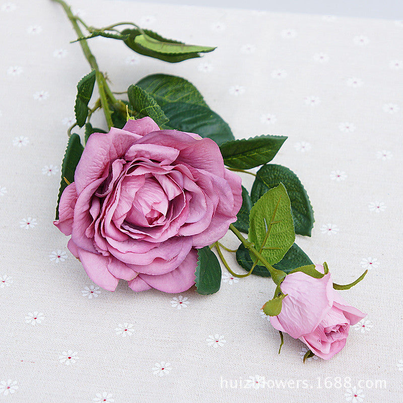 Lifelike Two-Headed Silk Rose Flowers - Stunning Faux Floral Decor for Home, Weddings, and Celebrations