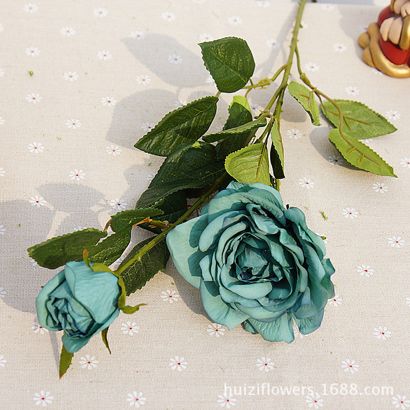 Lifelike Two-Headed Silk Rose Flowers - Stunning Faux Floral Decor for Home, Weddings, and Celebrations