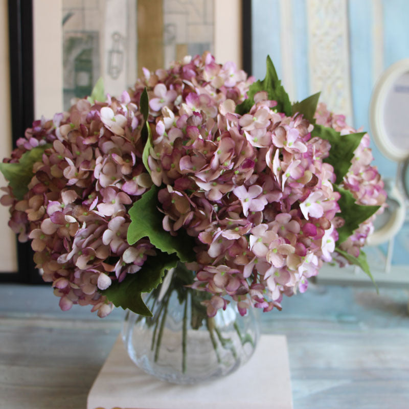 Realistic Artificial Hydrangea Potted Flower Arrangement - Elegant Ink Wash Design for Home Décor and Wedding Floral Art