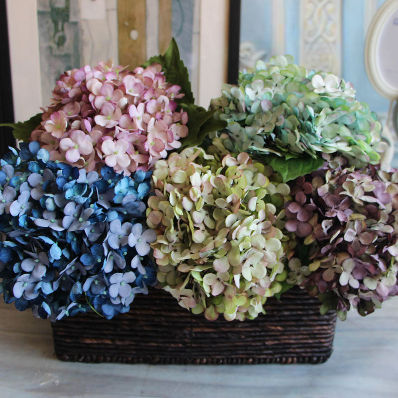 Realistic Artificial Hydrangea Potted Flower Arrangement - Elegant Ink Wash Design for Home Décor and Wedding Floral Art