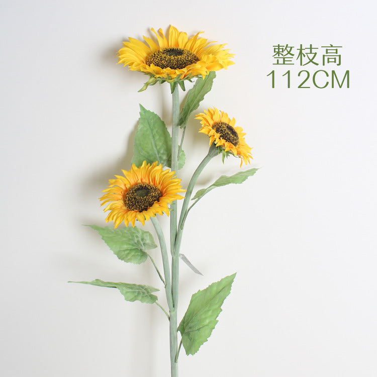 Realistic Sunflower Head Fake Flowers - FST Artificial Sunflowers with Three Heads for Stunning Home Décor