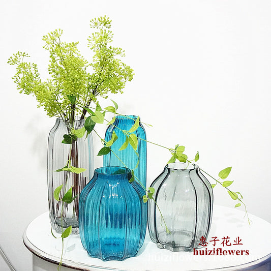 Colorful Striped Glass Vase for Home Décor - Stylish Hydroponic Flower Container, Perfect for Indoor Plants and Unique Gifts