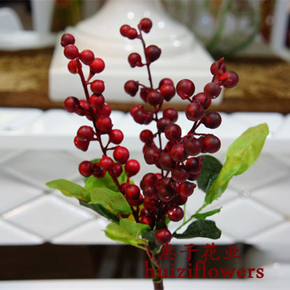 Realistic Foam Flower Arrangement - 3-Prong Faux Mountain Berry Branch for Wedding Decor & Floral Arrangements