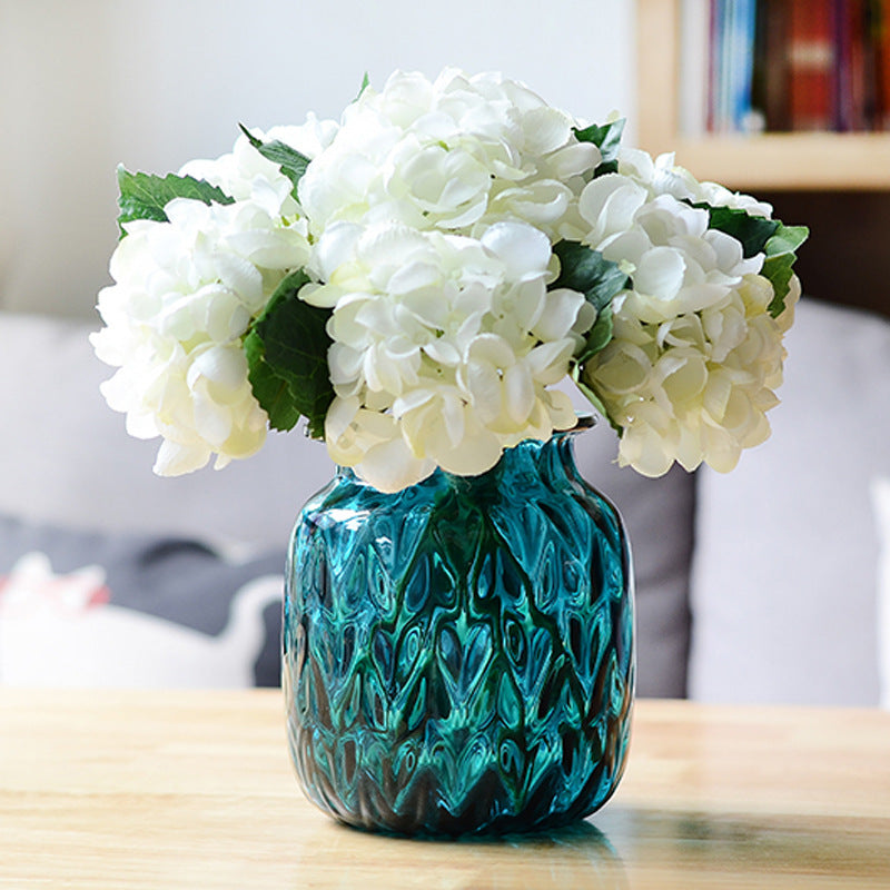 Realistic Single Stem Sea Shell Hydrangea -  Faux Floral Arrangement for Home Décor, Weddings, and Special Occasions