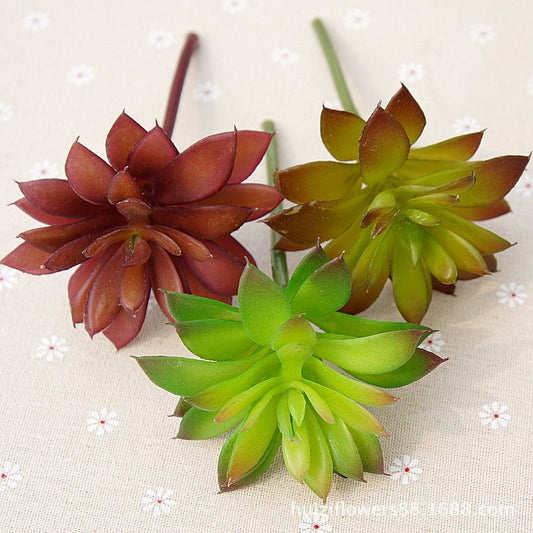 Realistic Succulent Plant Stem with Mini Lotus Flowers - Perfectly Crafted Faux Floral Decor for Plant Walls and Miniature Gardens