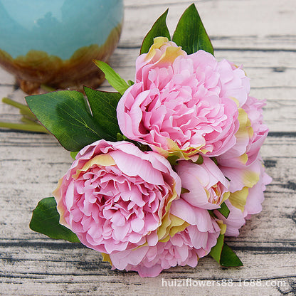 Stunning 6-Piece Peony Bouquet - Lifelike Artificial Flowers for Home Décor, Weddings, and DIY Photography Projects