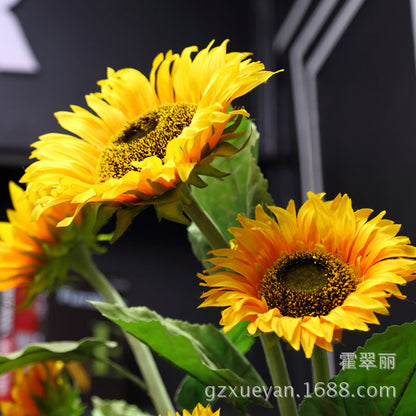 Realistic Sunflower Head Fake Flowers - FST Artificial Sunflowers with Three Heads for Stunning Home Décor