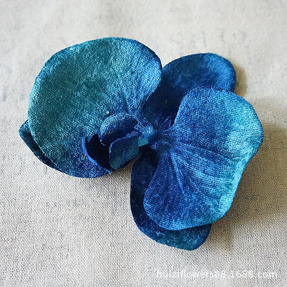 Luxurious Velvet European-Style Orchid Flower Heads - Handmade DIY Flowers for Hats, Beach Shoes, and Fashion Accessories