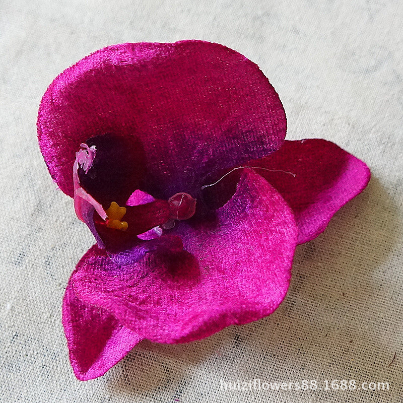 Chic Small Plush European Orchid Flower Head for DIY Crafts – Perfect for Hats, Beach Shoes, and Fashion Accessories