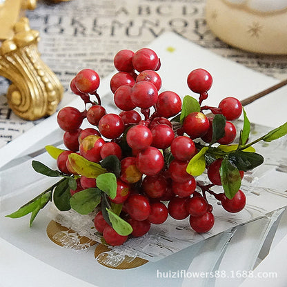 Single Stem Heart-Shaped Berry Foam Arrangement - Perfect for Home Decor and Interior Design - Realistic Artificial Flowers for Stylish Living Spaces