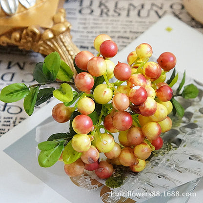 Single Stem Heart-Shaped Berry Foam Arrangement - Perfect for Home Decor and Interior Design - Realistic Artificial Flowers for Stylish Living Spaces