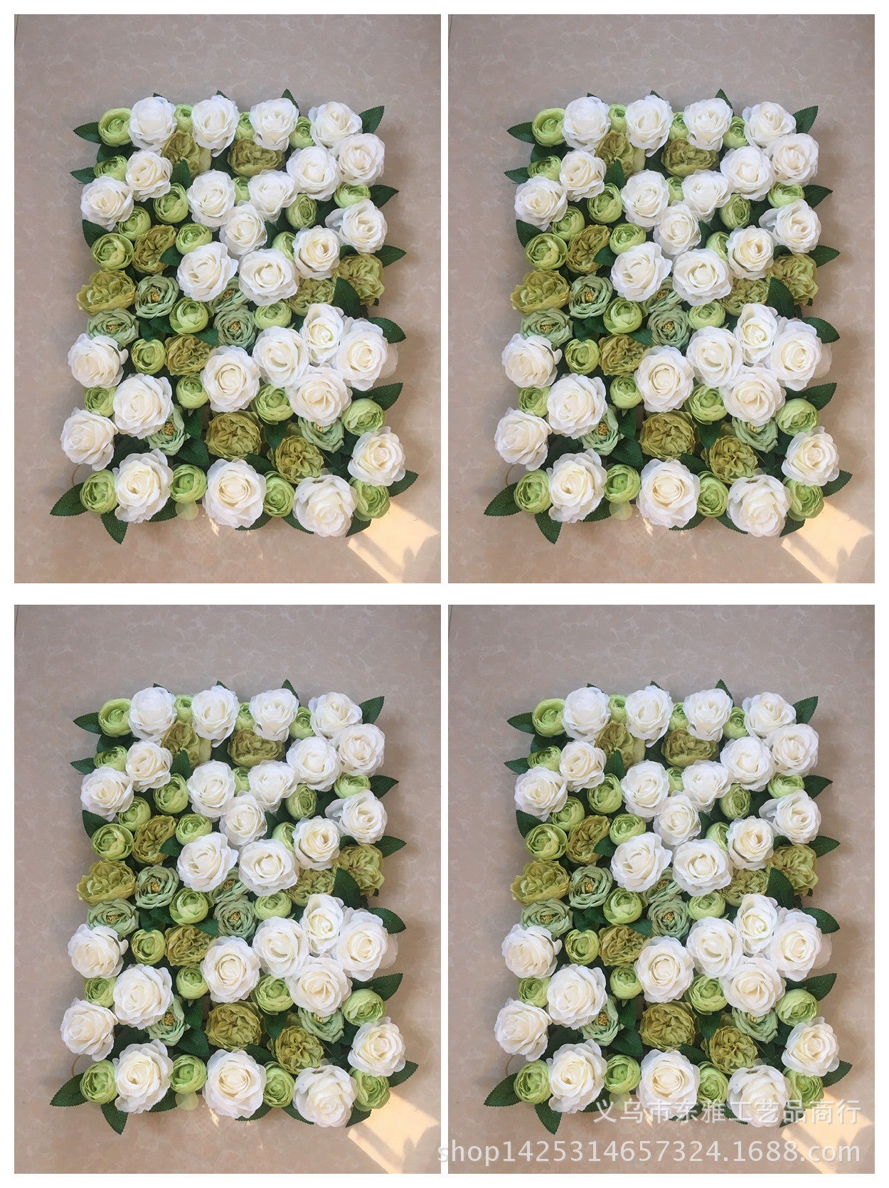 Realistic Artificial Flower Wall with Faux Roses & Hydrangeas - Perfect for Wedding Decorations, Window Displays, and Photoshoot Backdrops