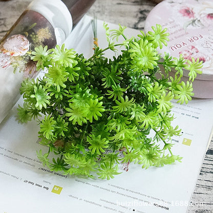 Realistic 5-Pronged Mimosa Plant with 5 Layers of Star Grass - Artificial Flowers Perfect for Home Decor, Weddings, Photography, and Green Wall Decorations