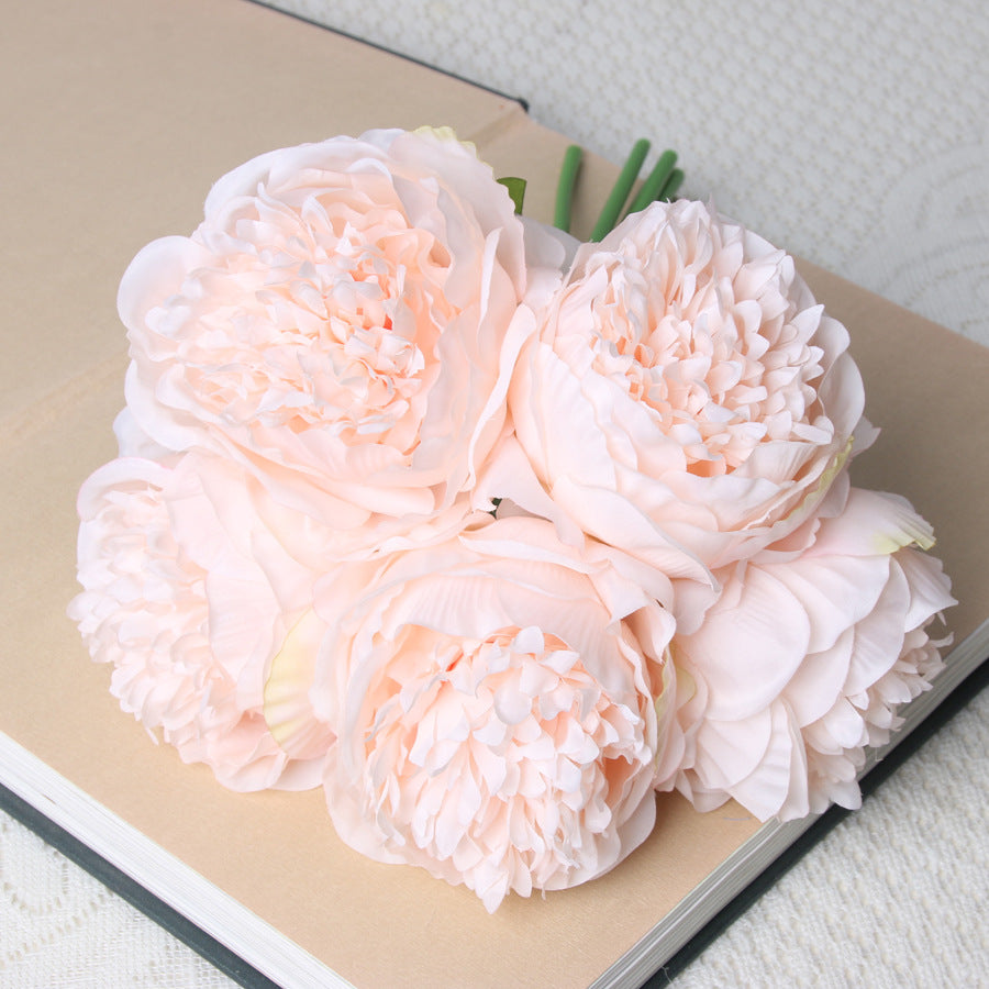 Stunning Five-Head Royal Peony Bouquet - Realistic Silk Peonies - Artificial Flowers for Home Décor, Weddings, and Events - Lifelong Beauty Without the Maintenance