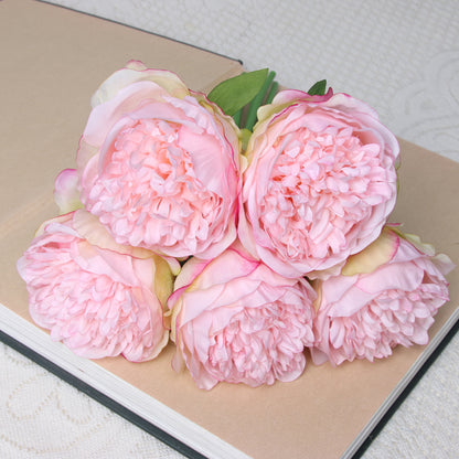 Stunning Five-Head Royal Peony Bouquet - Realistic Silk Peonies - Artificial Flowers for Home Décor, Weddings, and Events - Lifelong Beauty Without the Maintenance