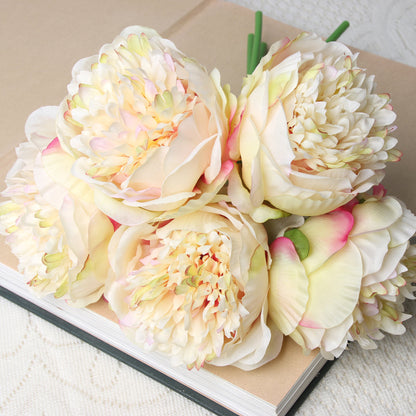 Stunning Five-Head Royal Peony Bouquet - Realistic Silk Peonies - Artificial Flowers for Home Décor, Weddings, and Events - Lifelong Beauty Without the Maintenance