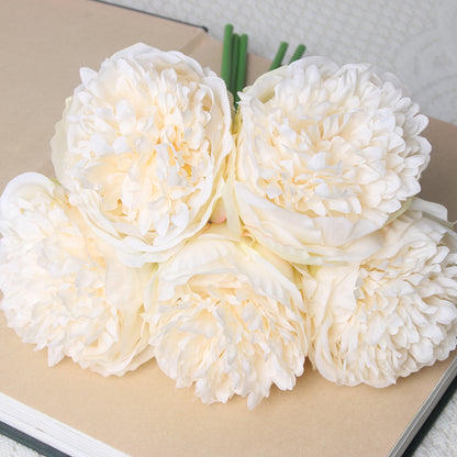 Stunning Five-Head Royal Peony Bouquet - Realistic Silk Peonies - Artificial Flowers for Home Décor, Weddings, and Events - Lifelong Beauty Without the Maintenance