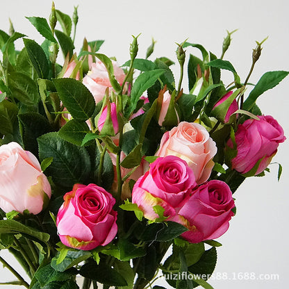 Beautiful 3-Head Artificial Annie Roses - Realistic Faux Flowers for Home Decor, Weddings, and Photography