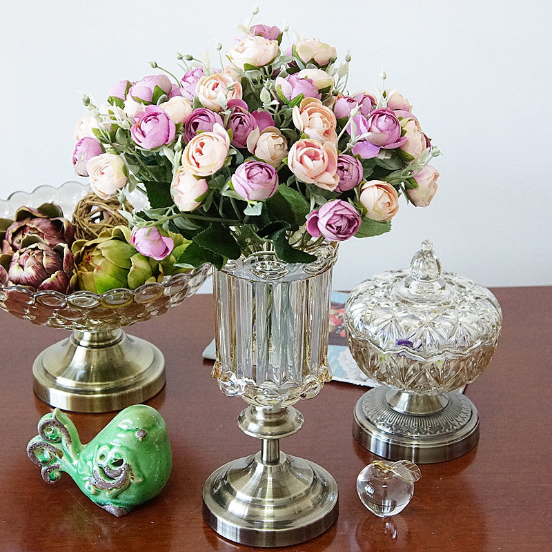 Elegant 10-Stem Silk Tea Rose Floral Arrangement - Stunning Faux Tea Roses for Home Decor, Living Room Display, and Wedding Decoration