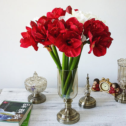 Vibrant Short-Stemmed Red Amaryllis - Realistic Artificial Flowers for Home Décor, Living Room Arrangements, Wedding Decor, and Photography Backdrops