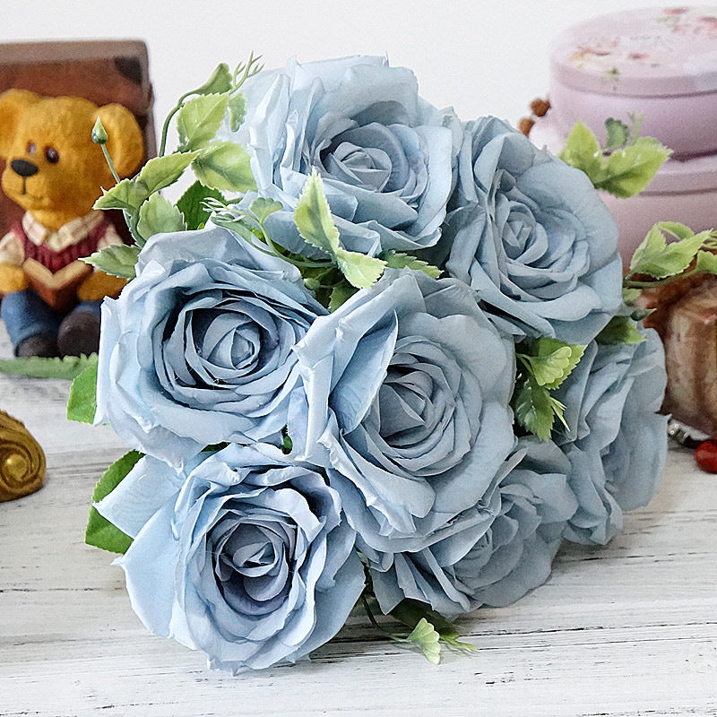 Elegant Artificial Rose Bouquet for Weddings - Lifelike Silk Roses for Bridal Celebrations, Home Decor, and Event Background Decorations