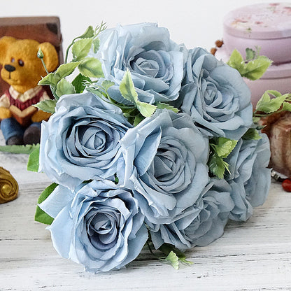 Elegant Artificial Rose Bouquet for Weddings - Lifelike Silk Roses for Bridal Celebrations, Home Decor, and Event Background Decorations