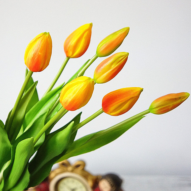 Realistic 7-Head Soft Rubber Tulip Bouquet - Stunning Faux Flowers for Home Decor and Wedding Decorations, Perfect for Lasting Beauty