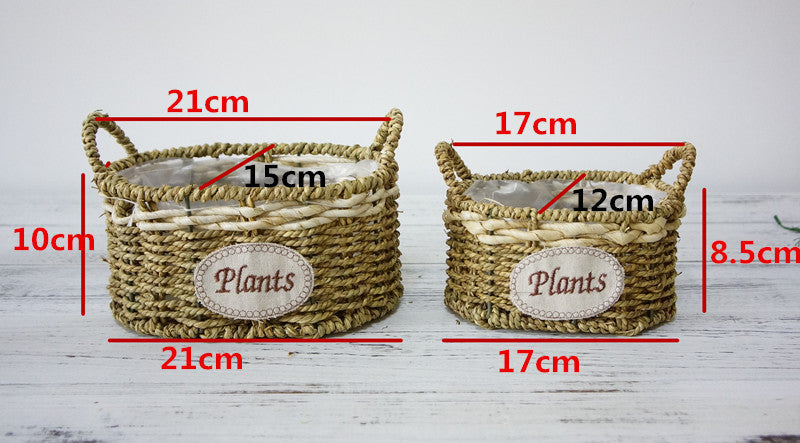 Charming Rustic Handwoven Double-Handled Wall Hanging Flower Basket – Waterproof Wicker Planter for Farmhouse Décor and Floral Arrangements