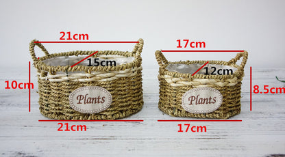 Charming Rustic Handwoven Double-Handled Wall Hanging Flower Basket – Waterproof Wicker Planter for Farmhouse Décor and Floral Arrangements