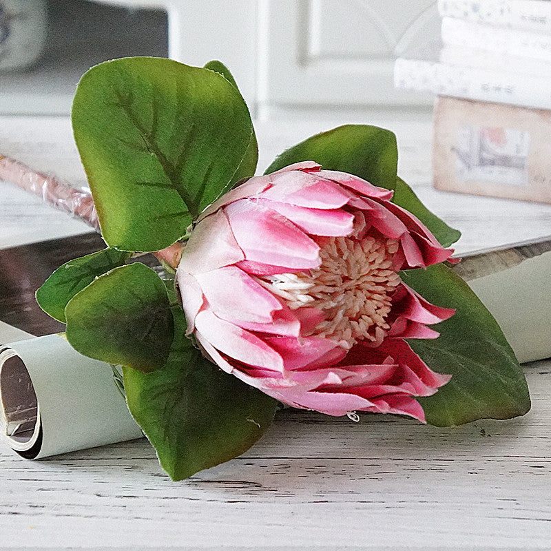 Stunning Faux King Protea Flower - Realistic Artificial Floral Decor for Home Display, Wedding Celebrations, and Elegant Showcases