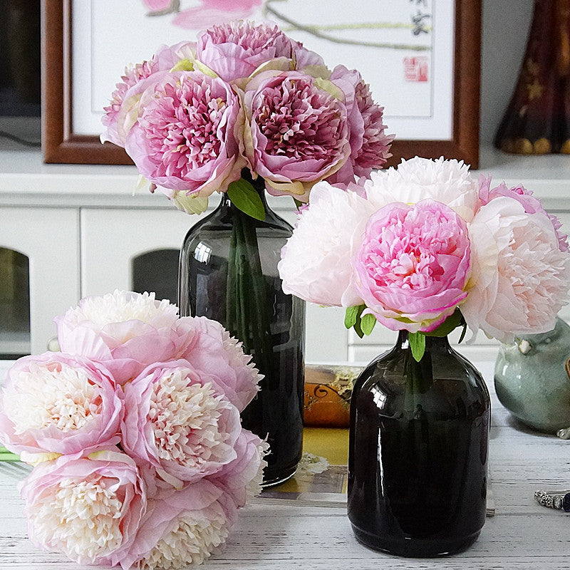 Stunning 7-Head Peony Bouquet - Realistic Silk Flower for Home Décor, Photography & Wedding Decoration