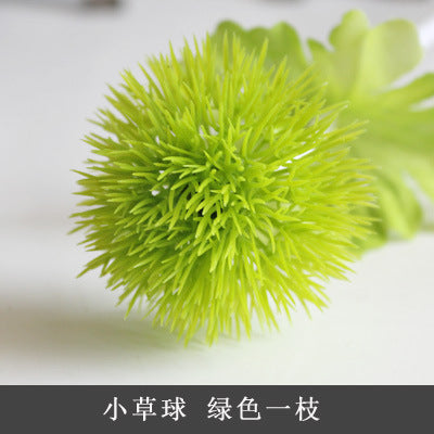 Fresh Single-Stem Faux Flower Decorative Greenery - Charming Artificial Green Balls, Hydrangeas, and Dandelions for Stunning Home Decor