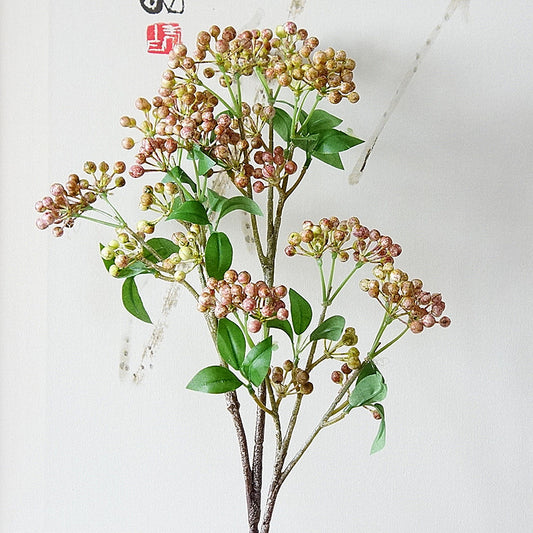 Realistic 9-Branch Mountain Return Fruit Stem - Beautiful Faux Flower Arrangements for Home Decor, Soft Furnishings, and Photography Props