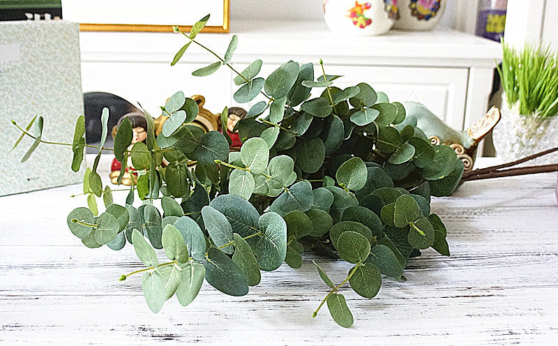 Elegant Single-Stem Forked Eucalyptus Leaves Decoration – Stylish Faux Plant for Home Décor, Perfect for Living Rooms, Offices, and Special Events