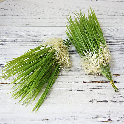 Realistic Plastic Water Grass and Wheat Sprouts (Creamy White Roots) - 12 Stems per Bundle for Home Décor and Decorative Accents