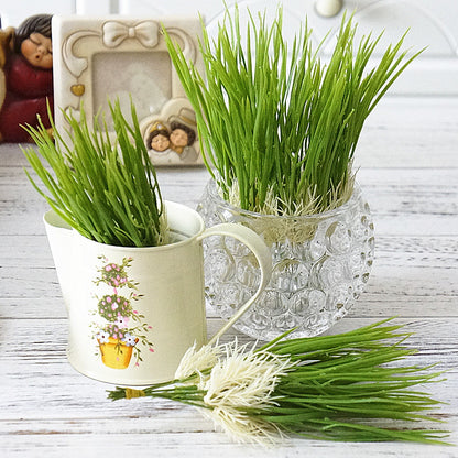 Realistic Plastic Water Grass and Wheat Sprouts (Creamy White Roots) - 12 Stems per Bundle for Home Décor and Decorative Accents